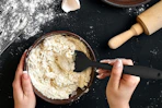 silicone spatulas mixing flour