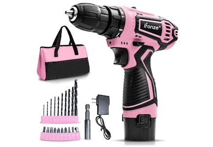 Pink Electric Power Drill Set