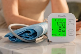 blood pressure monitor on countertop