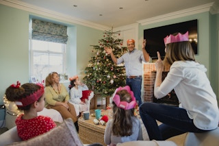 Family playing charades