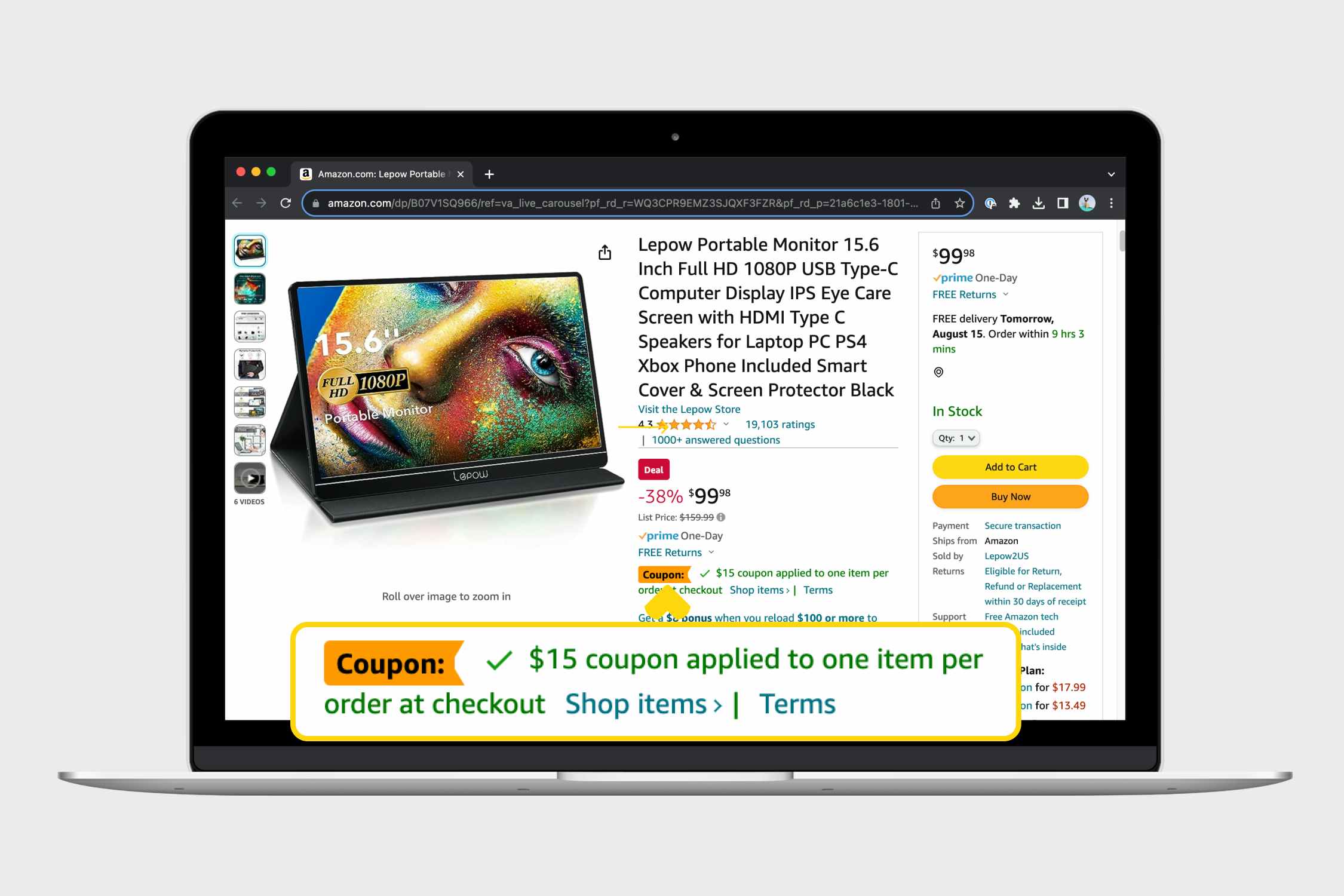 laptop screenshot with amazon lightning deals and coupon stacking