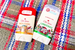 deodorants on plaid blanket