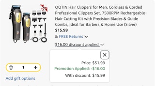 hair clippers set Amazon receipt