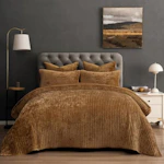 Striped Channel Velvet Quilt Set
