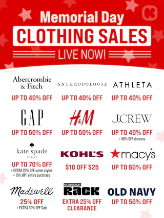 Memorial day clothing discounts