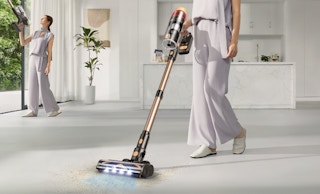 a person vacuuming