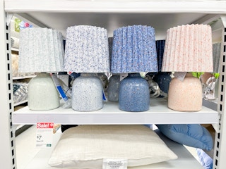 table lamps sitting on a target shelf
