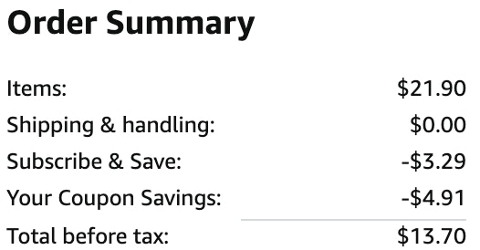 an amazon order summary ending in $13.70