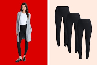 2 stock photos of Time and Tru womens' leggings 3-pack