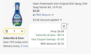 Dawn Amazon receipt