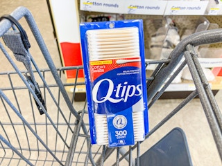 q-tips cotton swabs in a walgreens cart