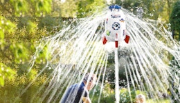 a sprinkler rocket launcher outside 