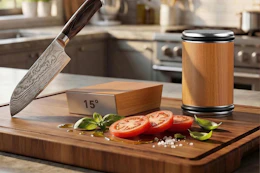 knife sharpener on cutting board