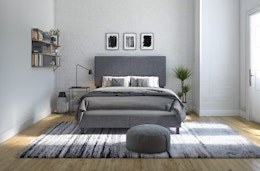 Linen Upholstered Bed, Only $77 on Amazon (Full or Twin) card image