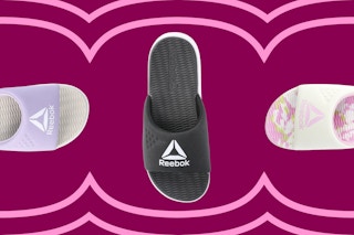 Three pairs of women's Reebok slides 