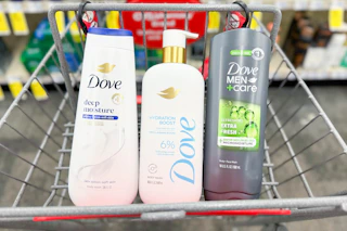 dove body washes in a shopping cart