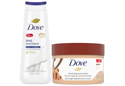 2 Dove Body Wash, Body Scrub, & Shower Foam Products