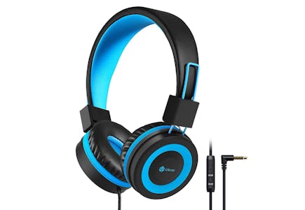 Kids' Wired Foldable Headphones, Black/Blue
