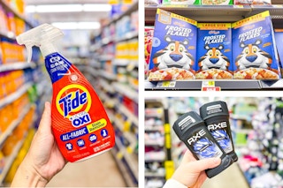 dollar general tide, kellogg's, axe 3-photo collage