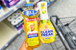 person holding mr clean products