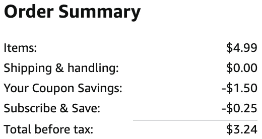 an amazon order summary ending in $3.24