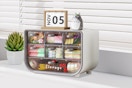 Mini Small Office Desk Organizer with stationery items on it