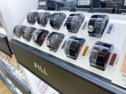 A variety of Anastasia of Beverly Hills Dipbrow tester jars sitting in a display.