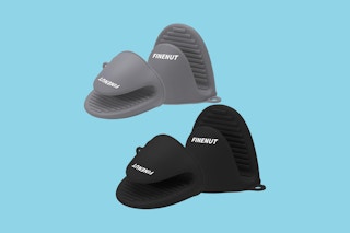 mini oven mitts on a blue background