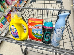 bounce tide simply downy febreze in walgreens cart