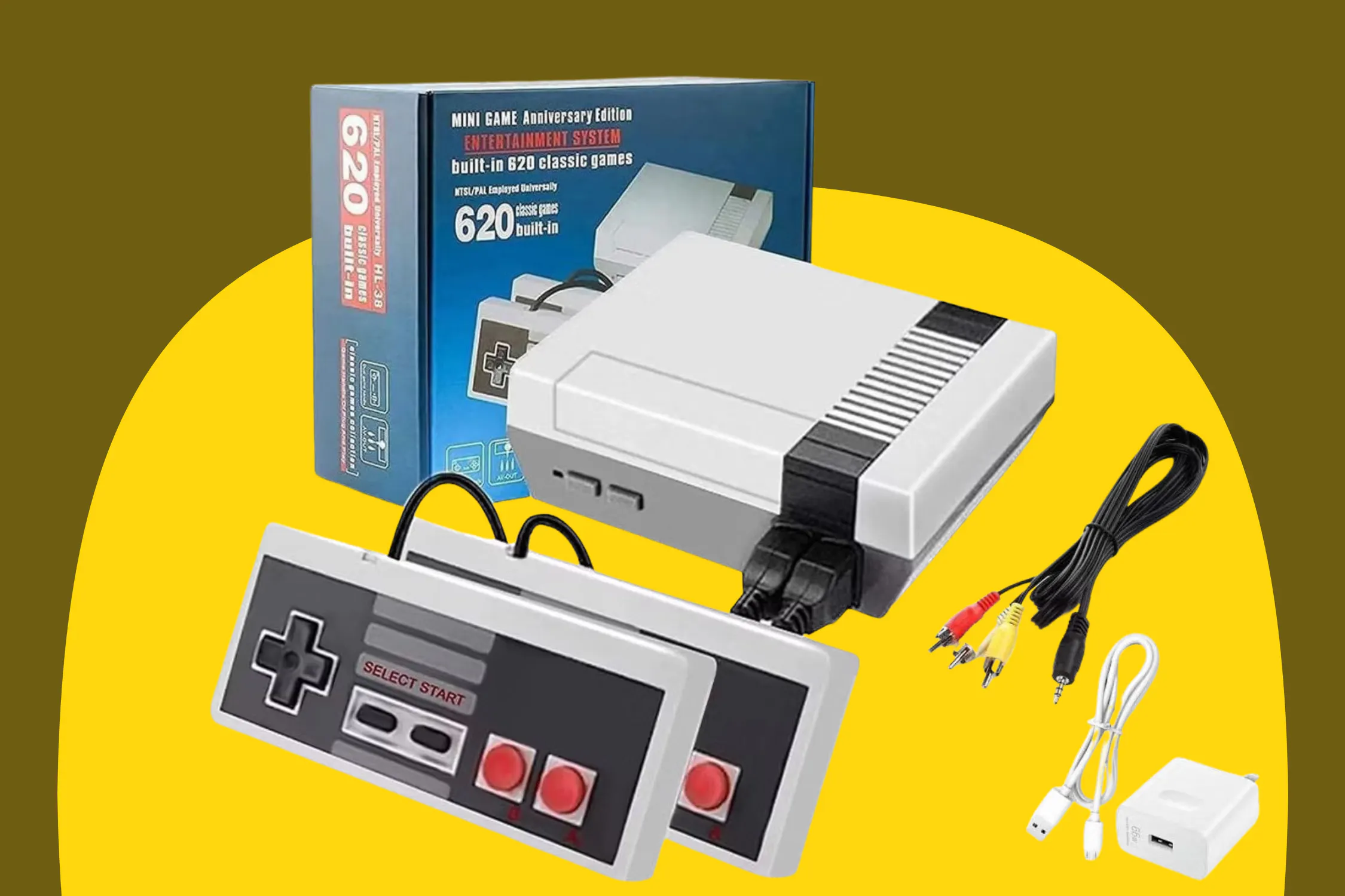 Mini Game Entertainment System handheld console on a table, shown on Daily Steals sale page