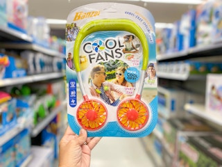 hand holding banzai red cool fans at walmart