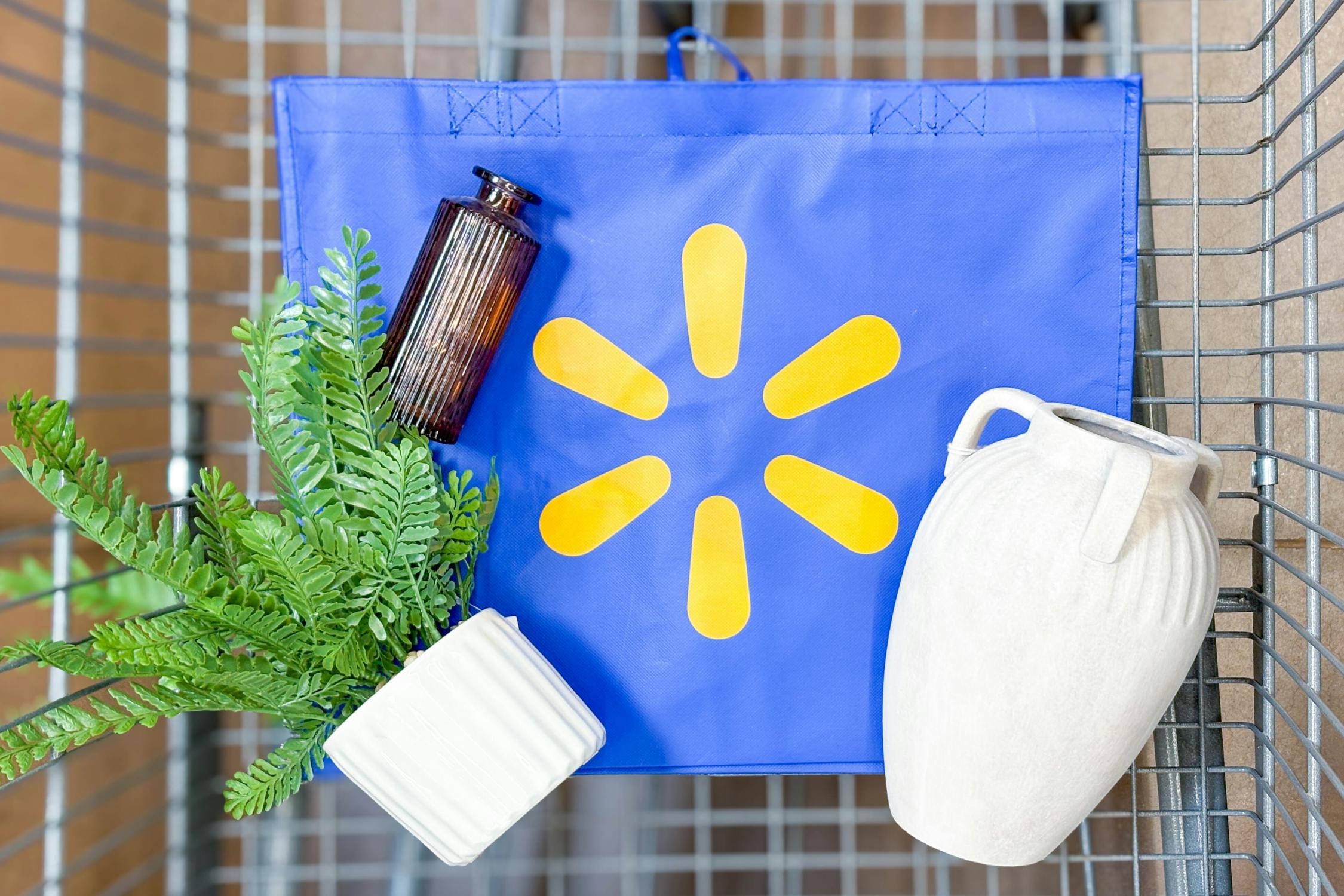 walmart home items in a cart