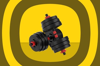 weight set on yellow background