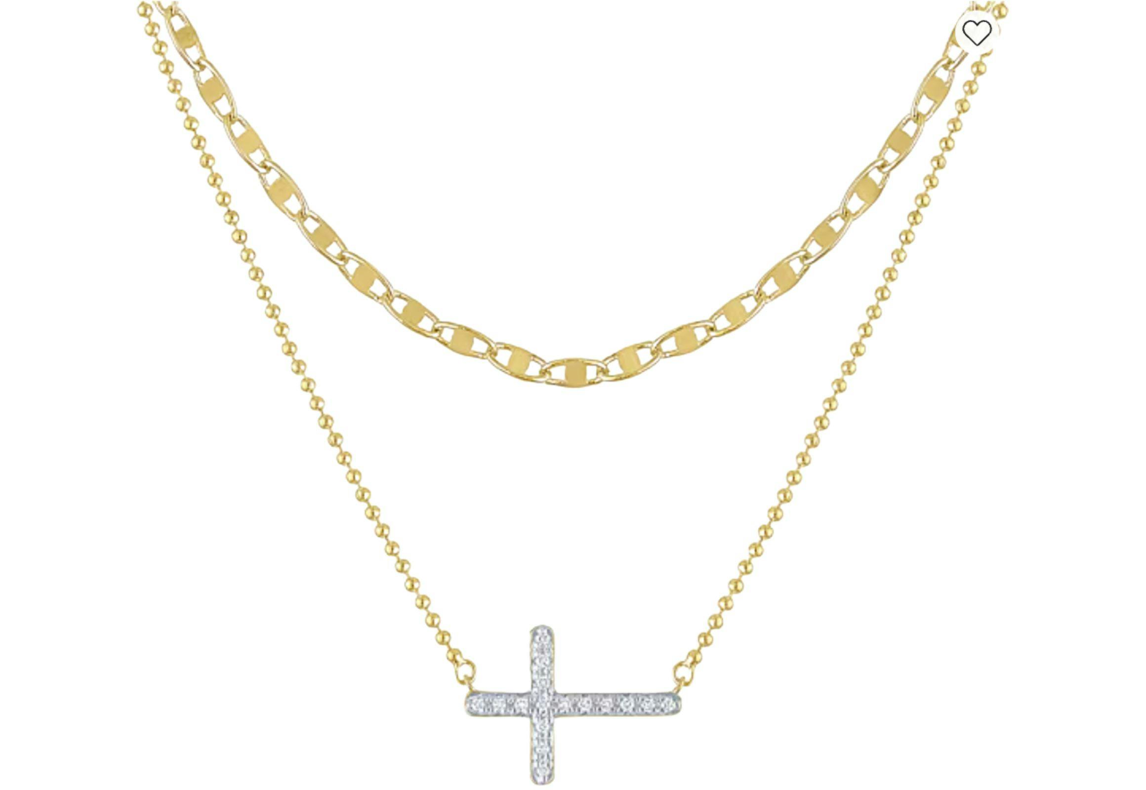 Diamond Cross Necklace Set