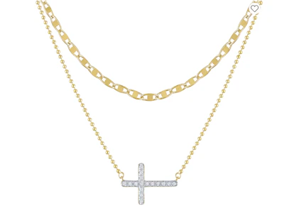 Diamond Cross Necklace Set