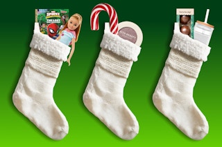 stocking stuffers - golden book, barbie, ulta beauty eyeshadow, cocoa bombs, tumbler