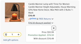 candle warmer Amazon receipt