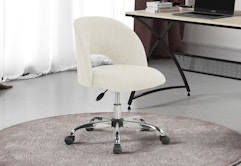 white upholstered backless office chair