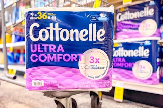 cottonelle toilet paper on a cart