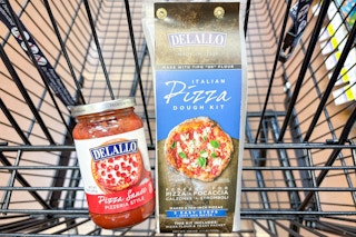delallo pizza sauce and dough kit in shopping cart