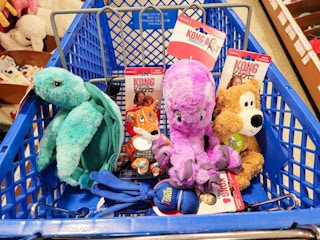 kong dog toys in a cart