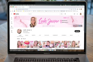 laptop with screenshot of leah janae youtube page