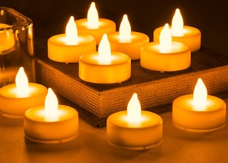 tealight candles burning