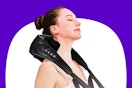 Woman using the RUTAWZ Neck and Shoulder Massager  (close up shot)
