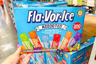 hand touching a box of flavor ice pops