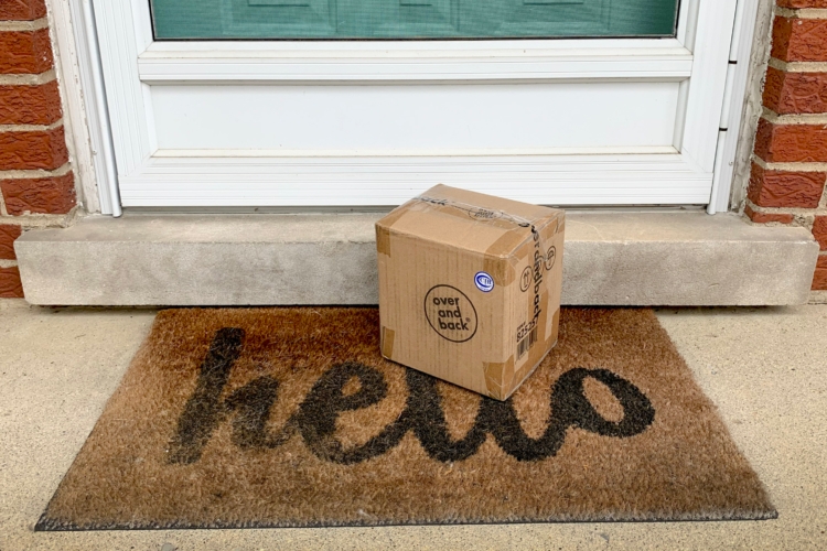 Package delivery box on front porch