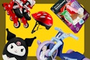 Sanrio squishmallow, character trikes, BBC Earth science kit, roller blade and helmet