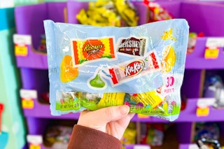 hand holding a bag of hershey's easter assortment candies