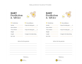 Baby prediction & advice printable
