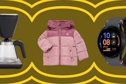 Farberware coffee maker, kids' reebok coat, and Samsung galaxy watch